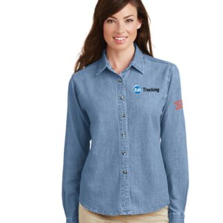 Trucking Ladies Long Sleeve Denim Shirt